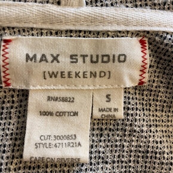 Max Studio Weekend 100% Cotton Hooded Open Cardigan Asymmetrical Black White S - Picture 15 of 16